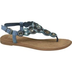 Sandały damskie Catwalk niebieskie. Niebieskie sandały damskie marki Catwalk, z aplikacjami, ze skóry, etno, bez obcasa, na obcasie, bez zapięcia, trekkingowe. Za 139,90 zł.