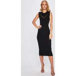 Trussardi Jeans - Sukienka. Czarne sukienki damskie Trussardi Jeans, na co dzień, s, bez wzorów, z poliesteru, casualowe, z okrągłym kołnierzem, bez rękawów, midi, proste. W wyprzedaży za 579,90 zł.