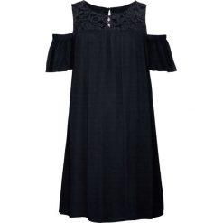 Sukienka z koronką i wycięciami na ramionach: must have bonprix czarny. Czarne sukienki damskie bonprix, na lato, w koronkowe wzory, z koronki, bez kołnierzyka, z krótkim rękawem, krótkie, mini. Za 54,99 zł.