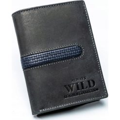 PORTFEL MĘSKI SKÓRZANY SKÓRA NATURALNA EKSKLUZYWNY. Czarne portfele męskie ALWAYS WILD, bez wzorów, ze skóry. Za 49,90 zł.