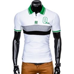 KOSZULKA MĘSKA POLO Z NADRUKIEM S903 - BIAŁA. Białe koszulki polo Ombre Clothing, m, z nadrukiem. Za 55,00 zł.