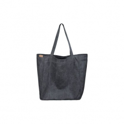 Lazy bag czarna duża torba z grubej bawełny na zamek. Czarne torebki klasyczne damskie marki Hairoo, w paski, z bawełny, duże. Za 195,00 zł.