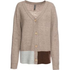 Sweter rozpinany bonprix kamienisto-szary stalowy - brązowy. Szare swetry damskie bonprix, bez wzorów, bez rękawów, bez kaptura. Za 37,99 zł.