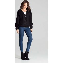 Czarna Stylowa Kurtka Bomberka z Kołnierzem z Klapami. Czarne kurtki damskie KATRUS, s, bez wzorów, z poliesteru, eleganckie, bez kaptura. Za 204,90 zł.