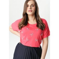 Koralowa Bluzka Rue. Pomarańczowe koszule damskie Born2be, xl, bez wzorów, bez kołnierzyka, bez rękawów. W wyprzedaży za 34,99 zł.