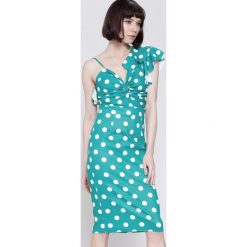 Zielona Sukienka I Like Dots. Zielone sukienki damskie marki other, na lato, bez wzorów, wizytowe, bez kołnierzyka, bez rękawów. Za 89,99 zł.