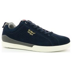 Skórzane sneakersy "Tampa" w kolorze granatowym. Niebieskie trampki męskie Kickers, na sznurówki. W wyprzedaży za 163,95 zł.