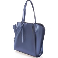Torebki klasyczne damskie: Skórzana torebka w kolorze niebieskim – 58 x 30 x 17 cm