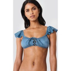 Stroje kąpielowe damskie: Trendyol Góra bikini z falbankami – Blue