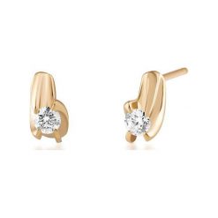 RABAT Złote Kolczyki - złoto żółte 585, Brylant 0,12ct. Żółte kolczyki damskie marki W.KRUK, z brylantem, złote. W wyprzedaży za 989,00 zł.