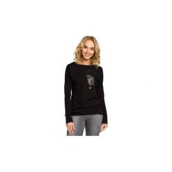Bluzki Moe M048 Bluza ze skórzanym sercem. Czarne bluzki damskie marki Moe, s, bez wzorów, bez kołnierzyka, bez rękawów. Za 85,00 zł.