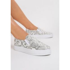 Białe Slip On Snake Pattern. Białe trampki i tenisówki damskie Renee, bez wzorów, bez zapięcia. W wyprzedaży za 49,99 zł.