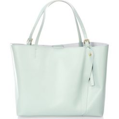Shopper bag damskie: Skórzana torebka w kolorze błękitnym – 45 x 40 x 18 cm