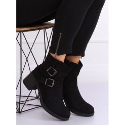 Botki na szerokim obcasie czarne TX-1815 BLACK. Czarne botki damskie obuwie damskie, z zamszu, bez obcasa, na obcasie, na zamek. Za 113,61 zł.