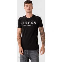Guess Koszulka Czarny. Czarne podkoszulki męskie Guess, xl, z nadrukiem, z elastanu, z krótkim rękawem. Za 159,95 zł.