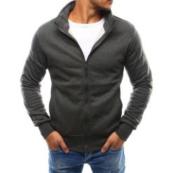 Bluzy męskie: Bluza męska rozpinana bez kaptura antracytowa (bx2420)