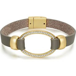 Pozłacana bransoletka z kryształkami. Żółte bransoletki damskie Highstreet Jewels, Runway & Co., ze skóry, z kryształem, złote. W wyprzedaży za 109,95 zł.