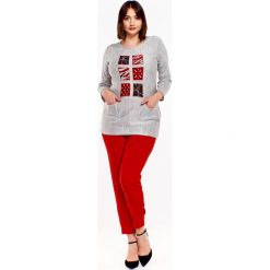 Sweter z oryginalnym wzorem szary. Szare swetry damskie Tagless, z wiskozy. Za 96,08 zł.