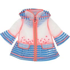 Kurtka przeciwdeszczowa w kolorze czerwono-niebieskim. Czerwone kurtki niemowlęce Billieblush & Billybandit, w paski, bez kaptura. W wyprzedaży za 115,95 zł.