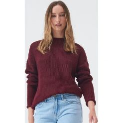 Gładki sweter basic - Fioletowy. Fioletowe swetry damskie Sinsay, s, bez wzorów, bez rękawów, bez kaptura. Za 49,99 zł.