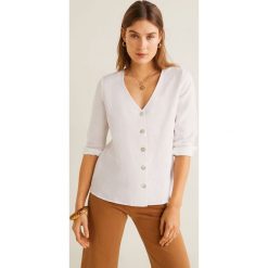 Mango - Bluzka Anni. Białe bluzki damskie Mango, s, bez wzorów, ze lnu, eleganckie, bez kołnierzyka, bez rękawów. W wyprzedaży za 99,90 zł.