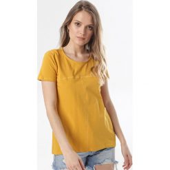 Żółty T-shirt Assathea. Żółte bluzki damskie Born2be, s, bez wzorów, bez kołnierzyka. W wyprzedaży za 39,99 zł.