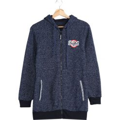 Granatowa Bluza Interlude. Czarne bluzy męskie rozpinane marki Born2be, m, z nadrukiem, z dresówki, z kapturem. Za 59,99 zł.