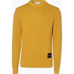 Calvin Klein - Sweter męski, żółty. Żółte swetry męskie Calvin Klein, xl, z aplikacjami, z dzianiny, bez kołnierzyka, bez kaptura. Za 599,95 zł.