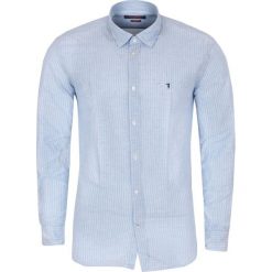 Koszula Trussardi Jeans. Niebieskie koszule męskie m, bez wzorów, z jeansu, klasyczne, z włoskim kołnierzykiem, bez rękawów. Za 509,00 zł.
