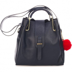 Skórzana torebka w kolorze granatowym - 38 x 32 x 13 cm. Niebieskie torebki klasyczne damskie Mia Tomazzi, z materiału. W wyprzedaży za 363,95 zł.