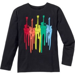 Shirt chłopięcy z długim rękawem bonprix czarny. Czarne t-shirty chłopięce bonprix, z nadrukiem, z długim rękawem. Za 34,99 zł.