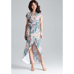 Sukienka kopertowa maxi w kwiaty. Sukienki damskie na lato, w kwiaty, z elastanu, eleganckie, długie, maxi, dopasowane. Za 199,99 zł.