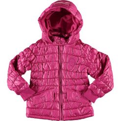 Kurtka zimowa w kolorze różowym. Różowe kurtki niemowlęce SRK, Miss Girly, z haftami, prążkowane, bez kaptura. W wyprzedaży za 62,95 zł.