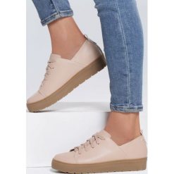 Beżowe Creepersy Luxurious Thing. Brązowe półbuty damskie marki vices, bez wzorów, na niskim obcasie, na sznurówki. Za 49,99 zł.