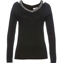 Sweter ze sztrasami bonprix czarny. Czarne swetry klasyczne damskie bonprix. Za 119,99 zł.