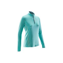 Koszulka do biegania długi rękaw RUN DRY+ damska. Zielone t-shirty damskie KALENJI. Za 49,99 zł.
