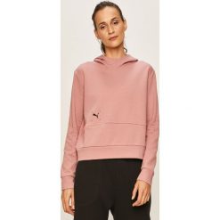 Puma - Bluza. Różowe bluzy damskie Puma, s, z nadrukiem, z bawełny, z długim rękawem, długie, z kapturem. Za 289,90 zł.