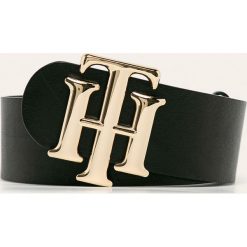 Tommy Hilfiger - Pasek skórzany. Czarne paski damskie TOMMY HILFIGER, w paski, ze skóry. Za 299,90 zł.