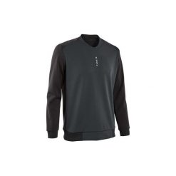 Bluza do piłki nożnej T100. Czarne bluzy męskie KIPSTA, s, bez wzorów, z elastanu, bez kołnierzyka, bez rękawów, bez kaptura. Za 49,99 zł.