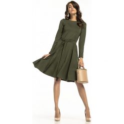 Sukienka rozkloszowana elegancka zielona - 36. Zielone sukienki damskie s, z bawełny, eleganckie, długie. Za 158,99 zł.
