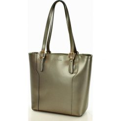 Shopper bag damskie: Torebka na ramię skórzana MARCO MAZZINI metaliczny gun