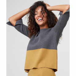 Sweter w kolorze ciemnoszaro-żółtym. Szare bez kategorii marki Rodier, s, z bawełny, z okrągłym kołnierzem. W wyprzedaży za 239,95 zł.