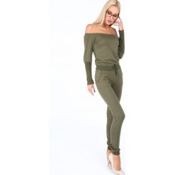 Kombinezony damskie: Kombinezon z odkrytymi ramionami khaki 5042