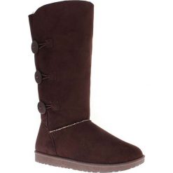 Buty zimowe damskie: Kozaki „Flora” w kolorze ciemnobrązowym