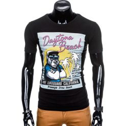T-SHIRT MĘSKI Z NADRUKIEM S932 - CZARNY. Czarne t-shirty męskie marki Ombre Clothing, s, z nadrukiem. Za 29,00 zł.