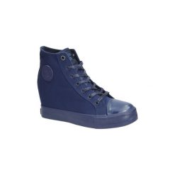 Buty Big Star Granatowe trampki sznurowane na koturnie AA274A090. Szare buty ślubne damskie marki BIG STAR, na sznurówki. Za 89,99 zł.