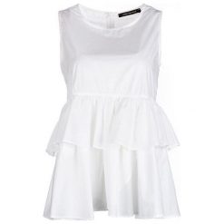 Fornarina Damska bluzka Claudia -Bianco Blusa (rozmiar M). Bluzki damskie Fornarina, m, bez wzorów, z materiału, bez kołnierzyka, bez rękawów. W wyprzedaży za 109,00 zł.