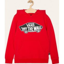 Vans - Bluza dziecięca 129-173 cm. Czerwone bluzy chłopięce Vans, z nadrukiem, z bawełny, bez rękawów, z kapturem. W wyprzedaży za 199,90 zł.