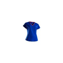 Koszulka tenisowa TS Soft 500 damska. Niebieskie t-shirty damskie ARTENGO, bez wzorów, z elastanu, z dekoltem na plecach, bez rękawów, bez kaptura, tenisowe. Za 34,99 zł.