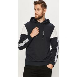 Armani Exchange - Bluza. Niebieskie bluzy męskie Armani Exchange, s, z aplikacjami, z elastanu, z kapturem, bez rękawów, z kapturem. Za 599,90 zł.